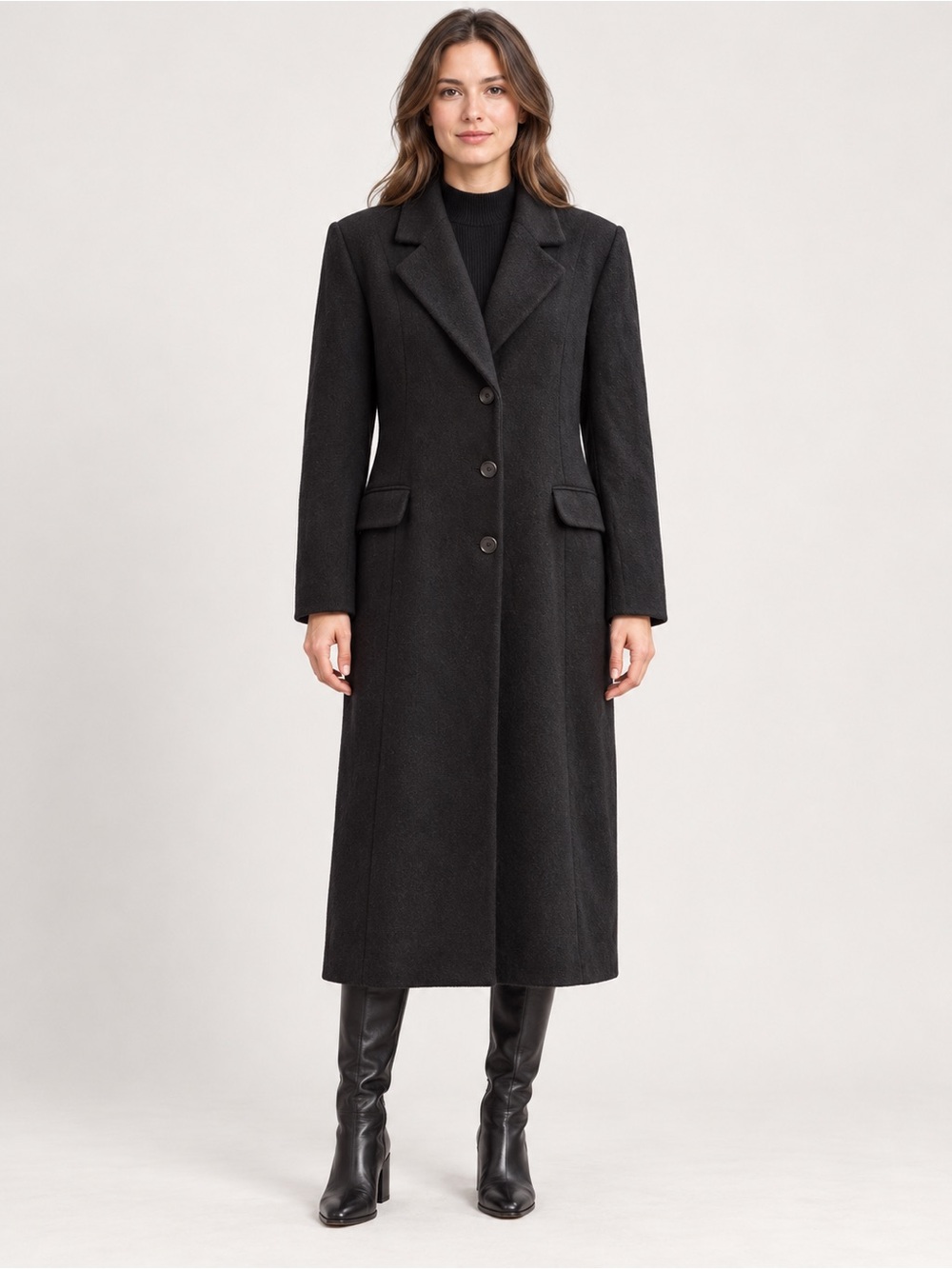Preston & York Black Long Tailored Coat
